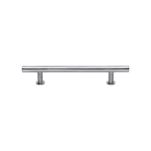 Heritage Brass Cabinet Pull T-Bar Design with 16mm Rose 128mm CTC Satin Chrome Finish - C0362 128-SC - Choice Handles