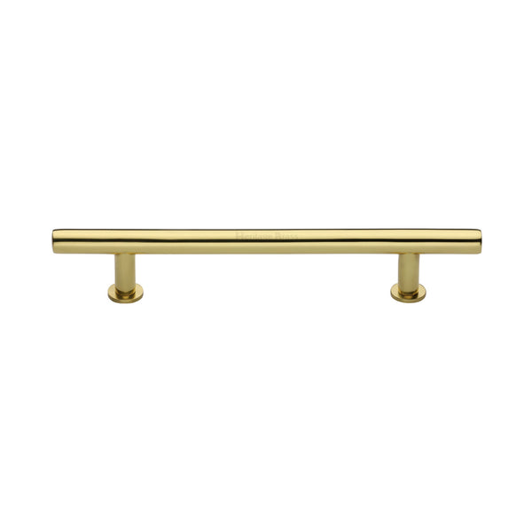 Heritage Brass Cabinet Pull T-Bar Design with 16mm Rose 160mm CTC Polished Brass Finish - C0362 160-PB - Choice Handles