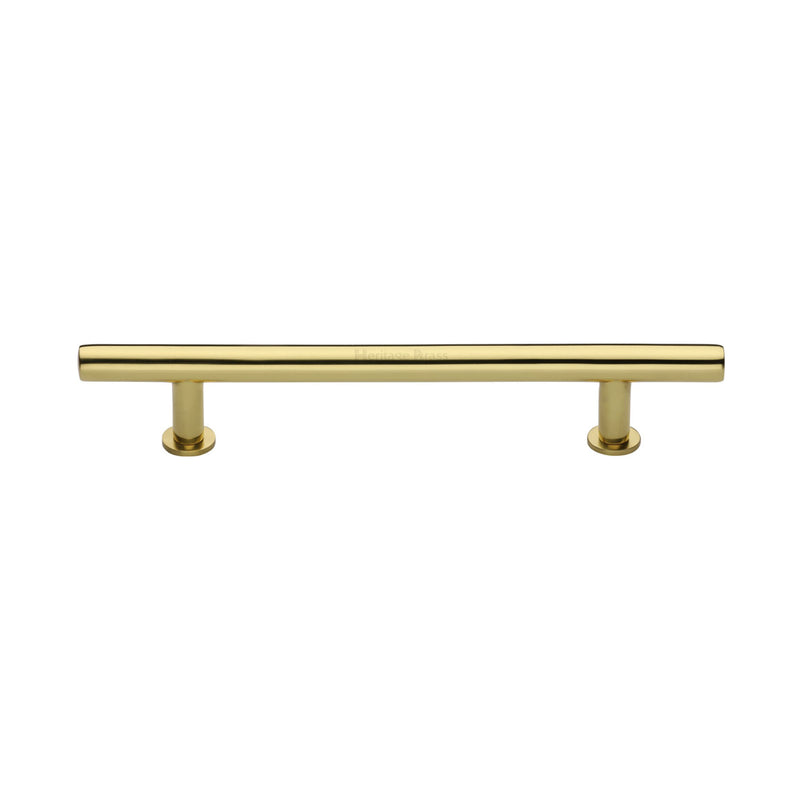 Heritage Brass Cabinet Pull T-Bar Design with 16mm Rose 160mm CTC Polished Brass Finish - C0362 160-PB - Choice Handles