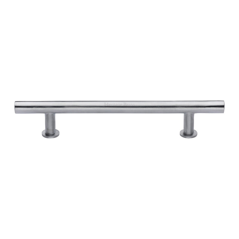 Heritage Brass Cabinet Pull T-Bar Design with 16mm Rose 203mm CTC Satin Chrome Finish - C0362 203-SC - Choice Handles