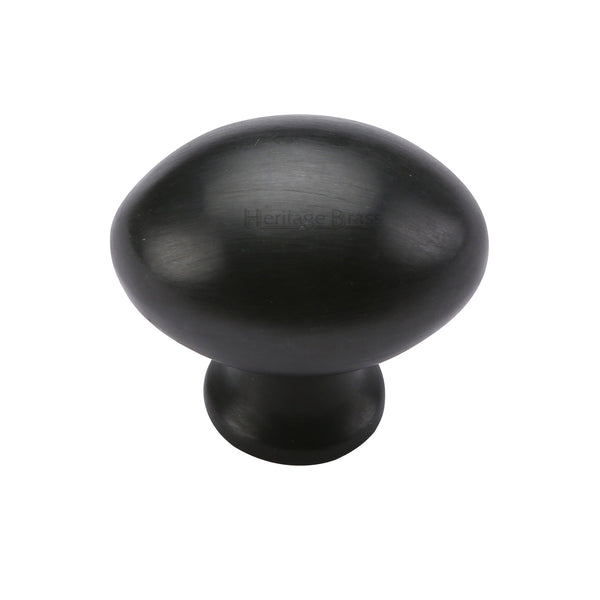 Heritage Brass Cabinet Knob Victorian Oval Design 32mm Matt Black finish - C114 32-BKMT - Choice Handles