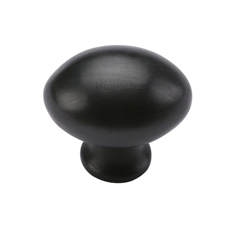 Heritage Brass Cabinet Knob Victorian Oval Design 32mm Matt Black finish - C114 32-BKMT - Choice Handles