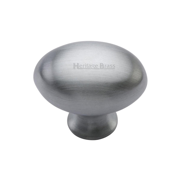 Heritage Brass Cabinet Knob Oval Design 32mm Satin Chrome finish - C114 32-SC - Choice Handles