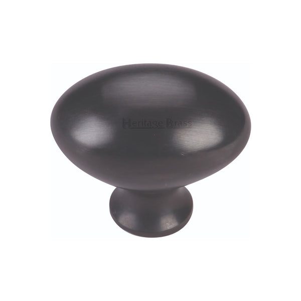 Heritage Brass Cabinet Knob Victorian Oval Design 38mm Matt Black finish - C114 38-BKMT - Choice Handles