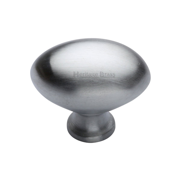 Heritage Brass Cabinet Knob Oval Design 38mm Satin Chrome finish - C114 38-SC - Choice Handles
