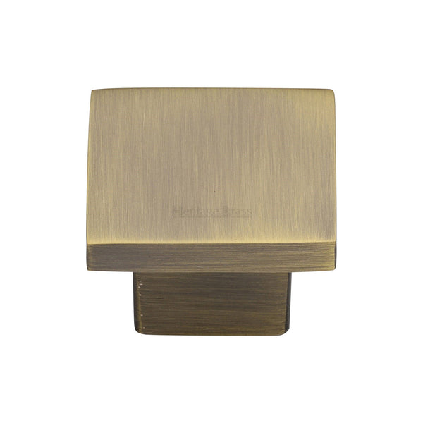 Heritage Brass Cabinet Knob Classic Square Design 32mm Antique Brass finish - C1254 32-AT - Choice Handles