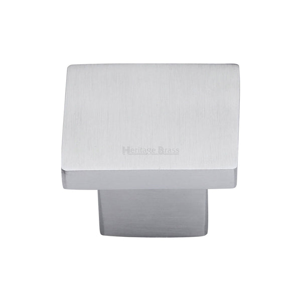 Heritage Brass Cabinet Knob Classic Square Design 32mm Satin Chrome finish - C1254 32-SC - Choice Handles
