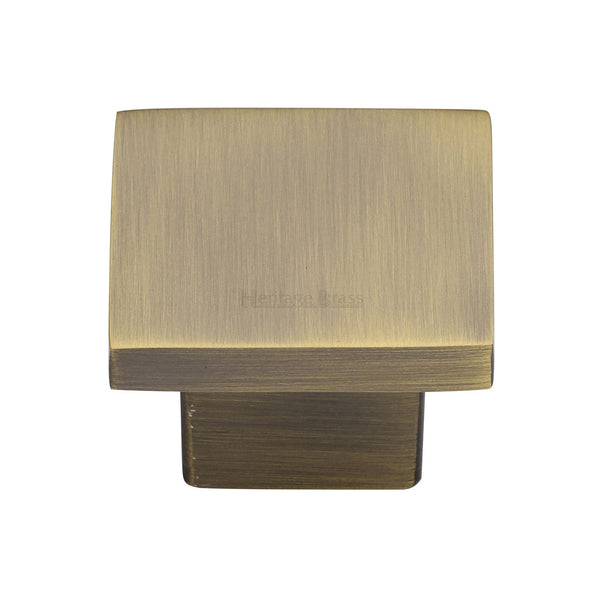 Heritage Brass Cabinet Knob Classic Square Design 40mm Antique Brass finish - C1254 40-AT - Choice Handles