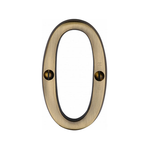 Heritage Brass Numeral 0 Face Fix 76mm (3") Antique finish - C1560 0-AT - Choice Handles