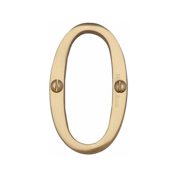 Heritage Brass Numeral 0 Face Fix 76mm (3") Polished Brass finish - C1560 0-PB - Choice Handles