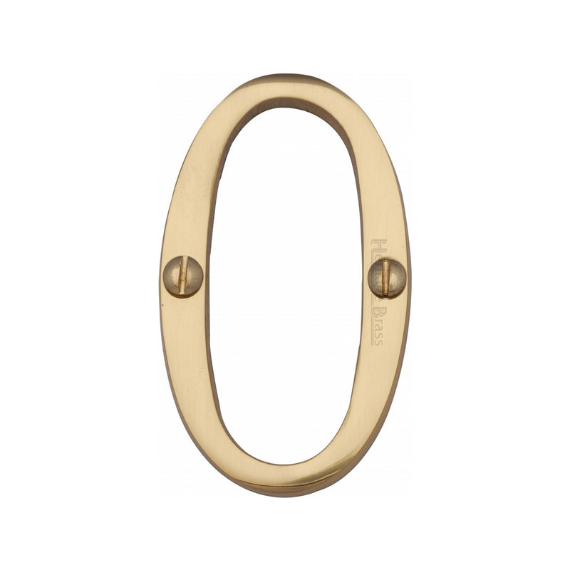 Heritage Brass Numeral 0 Face Fix 76mm (3") Polished Brass finish - C1560 0-PB - Choice Handles