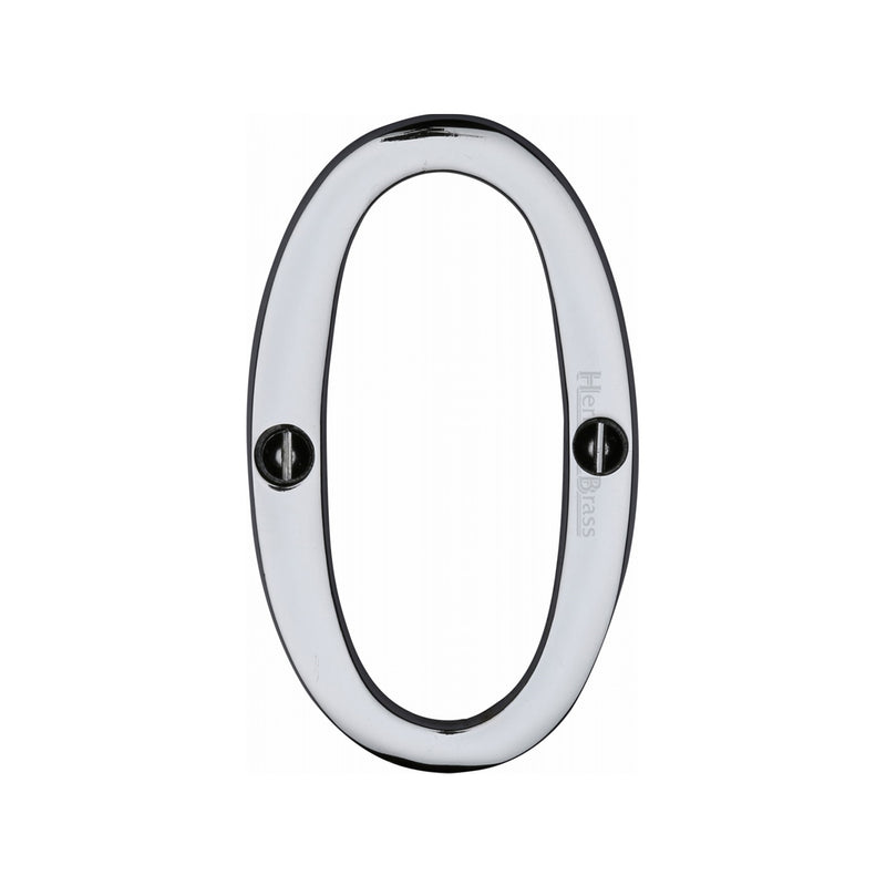 Heritage Brass Numeral 0 Face Fix 76mm (3") Polished Chrome finish - C1560 0-PC - Choice Handles