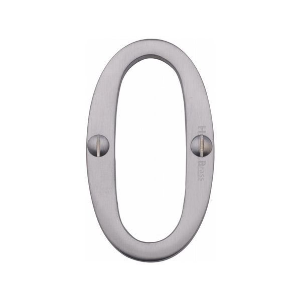Heritage Brass Numeral 0 Face Fix 76mm (3") Satin Chrome finish - C1560 0-SC - Choice Handles