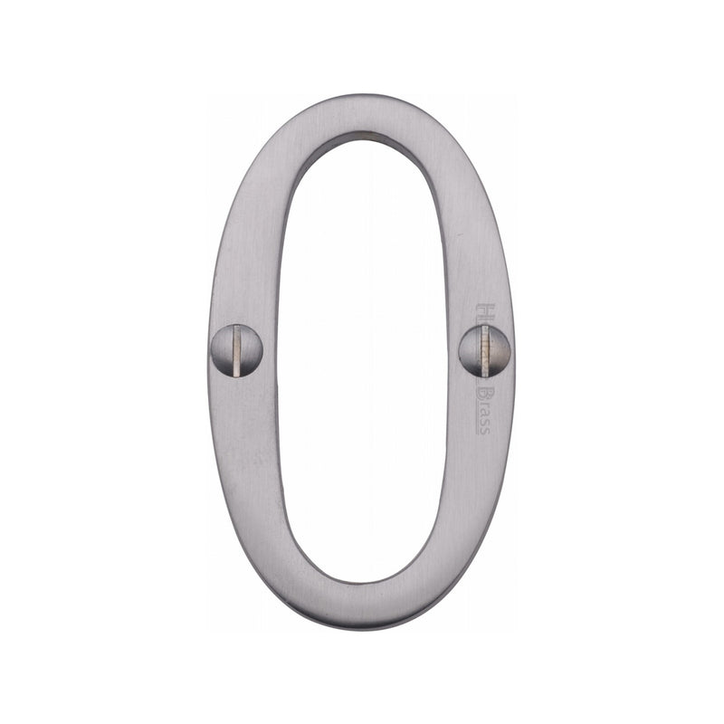 Heritage Brass Numeral 0 Face Fix 76mm (3") Satin Chrome finish - C1560 0-SC - Choice Handles