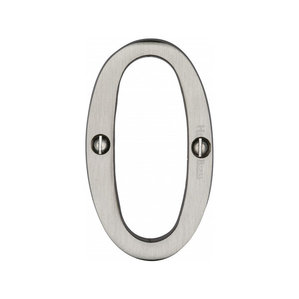 Heritage Brass Numeral 0 Face Fix 76mm (3") Satin Nickel finish - C1560 0-SN - Choice Handles