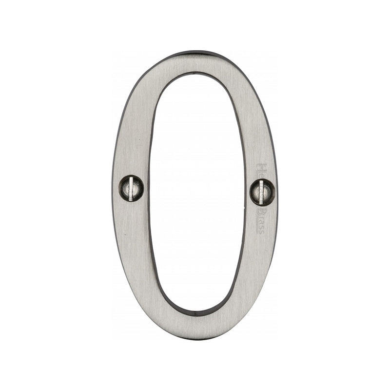 Heritage Brass Numeral 0 Face Fix 76mm (3") Satin Nickel finish - C1560 0-SN - Choice Handles