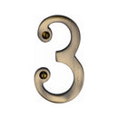 Heritage Brass Numeral 3 Face Fix 76mm (3") Antique finish - C1560 3-AT - Choice Handles