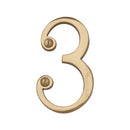 Heritage Brass Numeral 3 Face Fix 76mm (3") Polished Brass finish - C1560 3-PB - Choice Handles