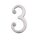 Heritage Brass Numeral 3 Face Fix 76mm (3") Satin Chrome finish - C1560 3-SC - Choice Handles