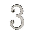 Heritage Brass Numeral 3 Face Fix 76mm (3") Satin Nickel finish - C1560 3-SN - Choice Handles