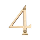 Heritage Brass Numeral 4 Face Fix 76mm (3") Polished Brass finish - C1560 4-PB - Choice Handles