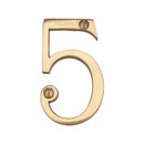 Heritage Brass Numeral 5 Face Fix 76mm (3") Polished Brass finish - C1560 5-PB - Choice Handles