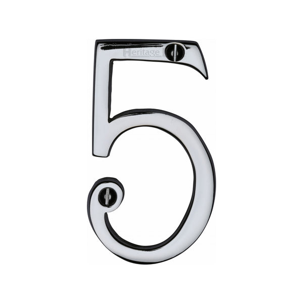 Heritage Brass Numeral 5 Face Fix 76mm (3") Polished Chrome finish - C1560 5-PC - Choice Handles