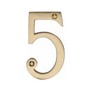 Heritage Brass Numeral 5 Face Fix 76mm (3") Satin Brass finish - C1560 5-SB - Choice Handles