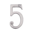 Heritage Brass Numeral 5 Face Fix 76mm (3") Satin Chrome finish - C1560 5-SC - Choice Handles