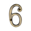 Heritage Brass Numeral 6 Face Fix 76mm (3") Antique finish - C1560 6-AT - Choice Handles