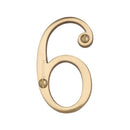 Heritage Brass Numeral 6 Face Fix 76mm (3") Polished Brass finish - C1560 6-PB - Choice Handles