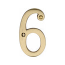 Heritage Brass Numeral 6 Face Fix 76mm (3") Satin Brass finish - C1560 6-SB - Choice Handles