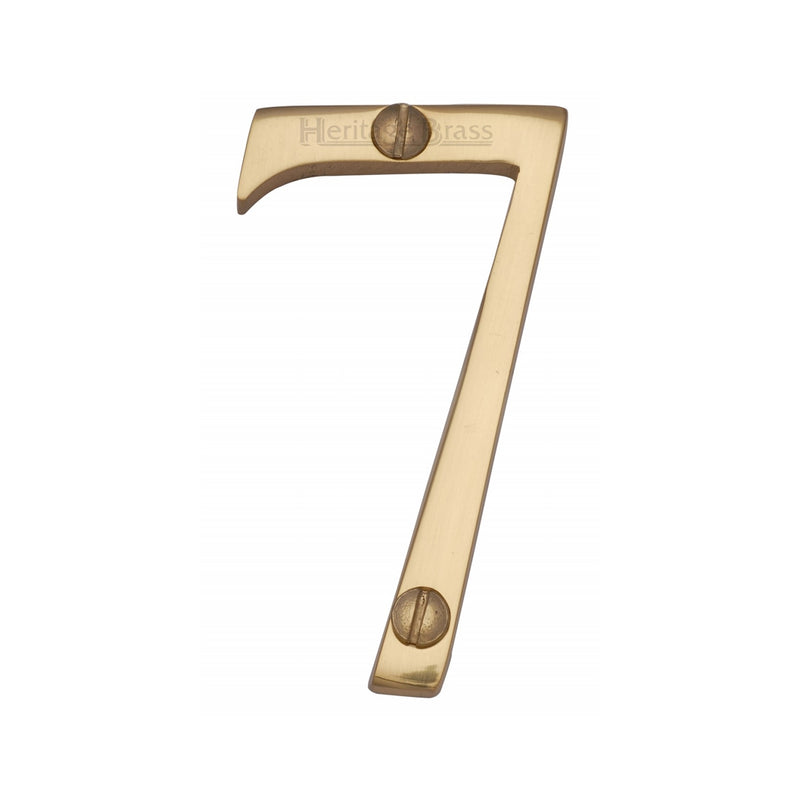 Heritage Brass Numeral 7 Face Fix 76mm (3") Polished Brass finish - C1560 7-PB - Choice Handles