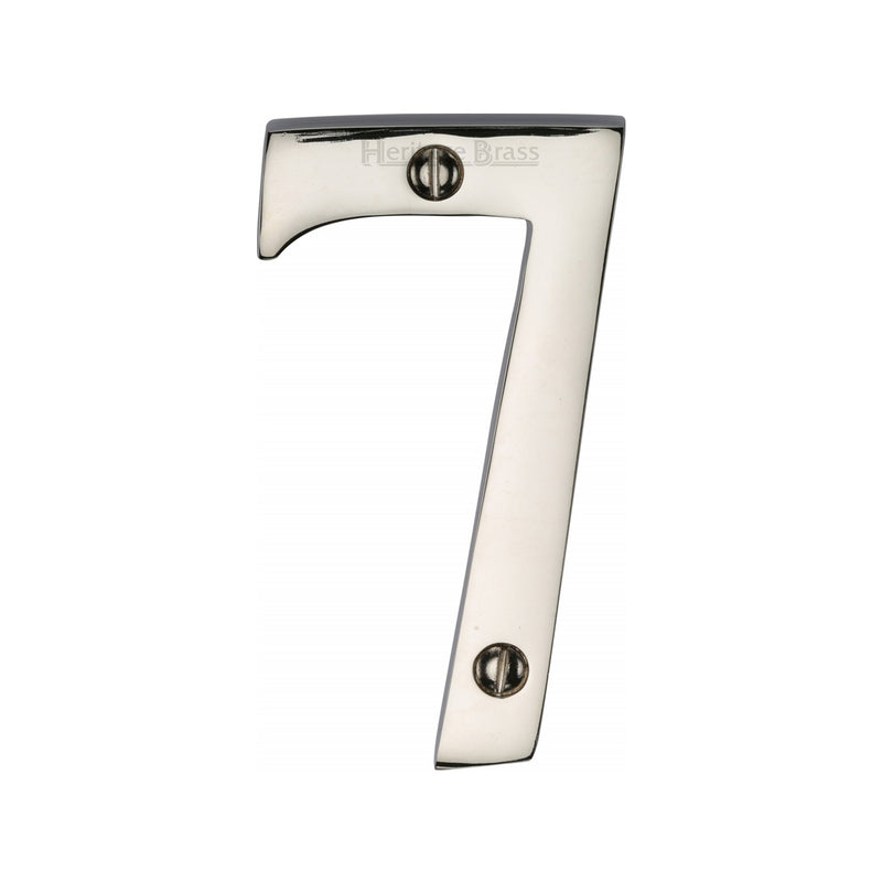 Heritage Brass Numeral 7 Face Fix 76mm (3") Polished Nickel finish - C1560 7-PNF - Choice Handles