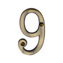 Heritage Brass Numeral 9 Face Fix 76mm (3") Antique finish - C1560 9-AT - Choice Handles