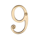 Heritage Brass Numeral 9 Face Fix 76mm (3") Polished Brass finish - C1560 9-PB - Choice Handles