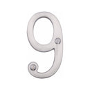 Heritage Brass Numeral 9 Face Fix 76mm (3") Satin Chrome finish - C1560 9-SC - Choice Handles