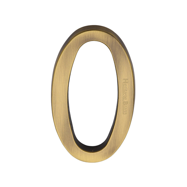 Heritage Brass Numeral 0 Concealed Fix 76mm (3") Antique Brass finish - C1564 0-AT - Choice Handles