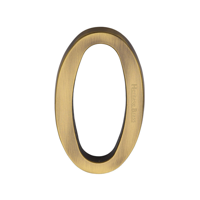 Heritage Brass Numeral 0 Concealed Fix 76mm (3") Antique Brass finish - C1564 0-AT - Choice Handles