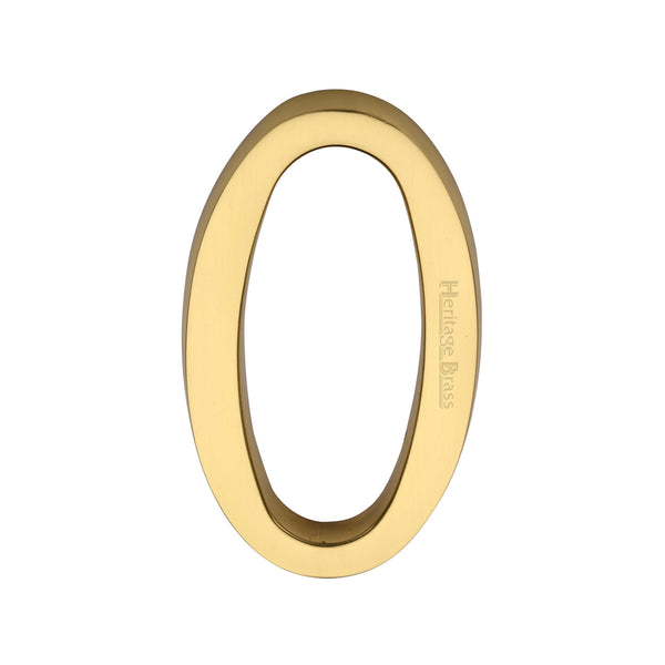 Heritage Brass Numeral 0 Concealed Fix 76mm (3") Polished Brass finish - C1564 0-PB - Choice Handles