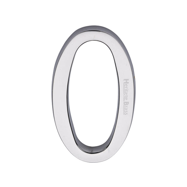 Heritage Brass Numeral 0 Concealed Fix 76mm (3") Polished Chrome finish - C1564 0-PC - Choice Handles
