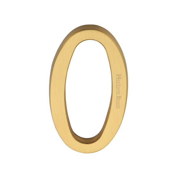 Heritage Brass Numeral 0 Concealed Fix 76mm (3") Satin Brass finish - C1564 0-SB - Choice Handles