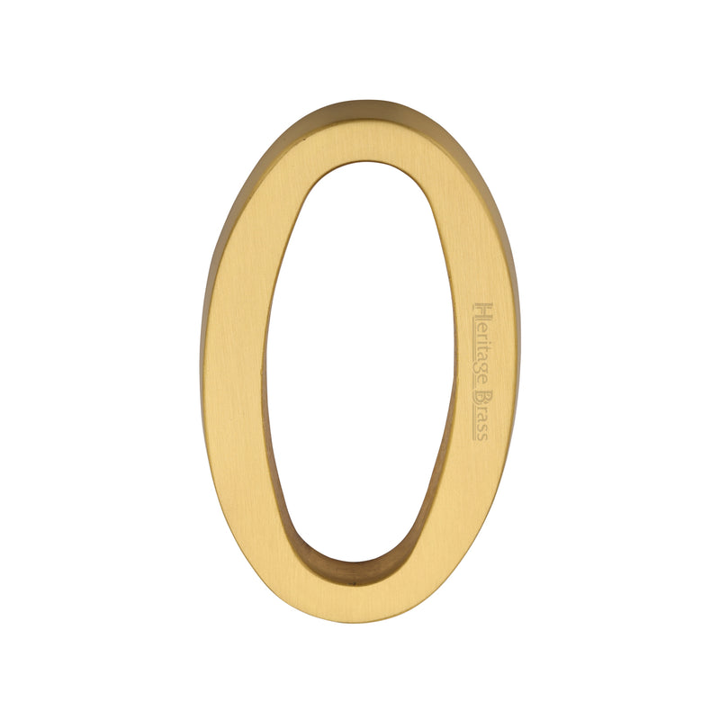Heritage Brass Numeral 0 Concealed Fix 76mm (3") Satin Brass finish - C1564 0-SB - Choice Handles