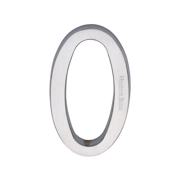 Heritage Brass Numeral 0 Concealed Fix 76mm (3") Satin Chrome finish - C1564 0-SC - Choice Handles