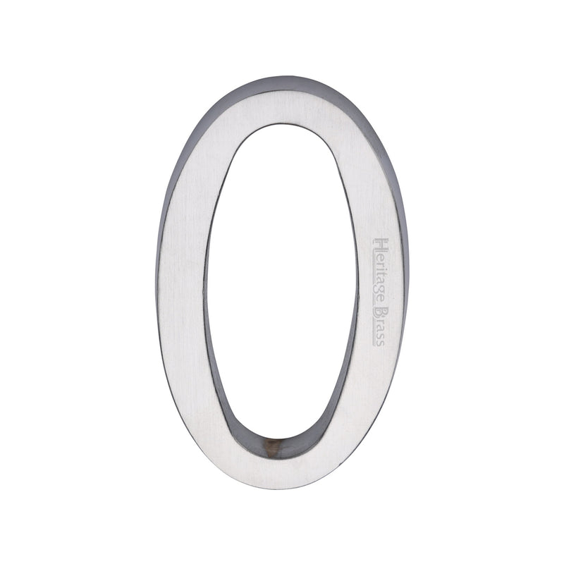 Heritage Brass Numeral 0 Concealed Fix 76mm (3") Satin Chrome finish - C1564 0-SC - Choice Handles