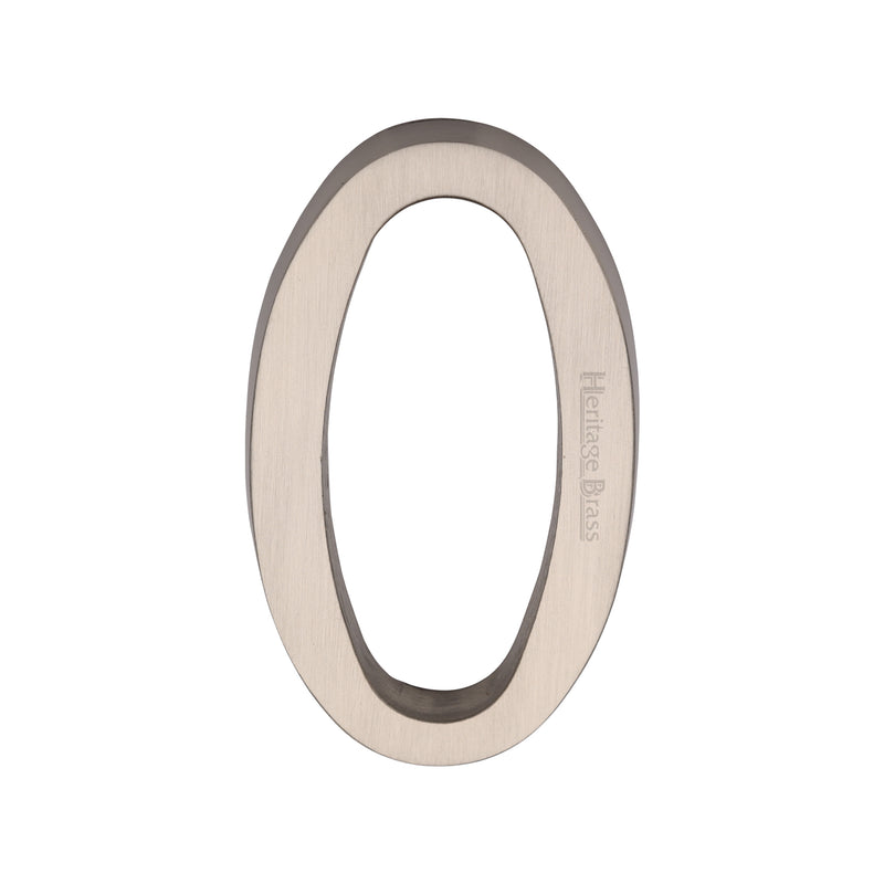 Heritage Brass Numeral 0 Concealed Fix 76mm (3") Satin Nickel finish - C1564 0-SN - Choice Handles