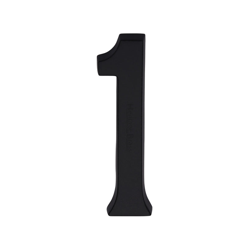 Heritage Brass Numeral 1 Concealed Fix 76mm (3") Matt Black - C1564 1-BKMT - Choice Handles