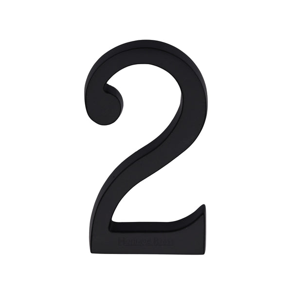 Heritage Brass Numeral 2 Concealed Fix 76mm (3") Matt Black - C1564 2-BKMT - Choice Handles