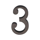 Heritage Brass Numeral 3 Concealed Fix 76mm (3") Matt Bronze finish - C1564 3-MB - Choice Handles