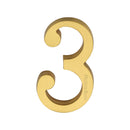 Heritage Brass Numeral 3 Concealed Fix 76mm (3") Satin Brass finish - C1564 3-SB - Choice Handles